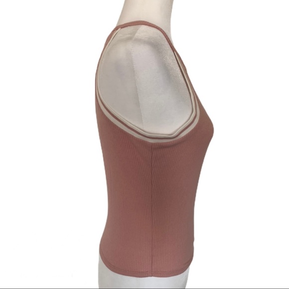 Pink Ribbed Racer Halter Tank Top - Picture 3 of 3